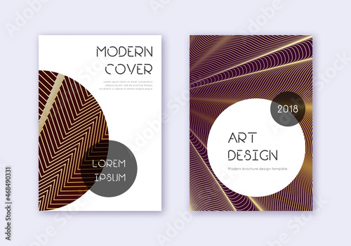 Trendy cover design template set. Gold abstract li
