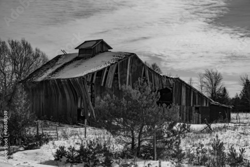 Abandoned barn in Cheboygan, Michigan in the winter. photo