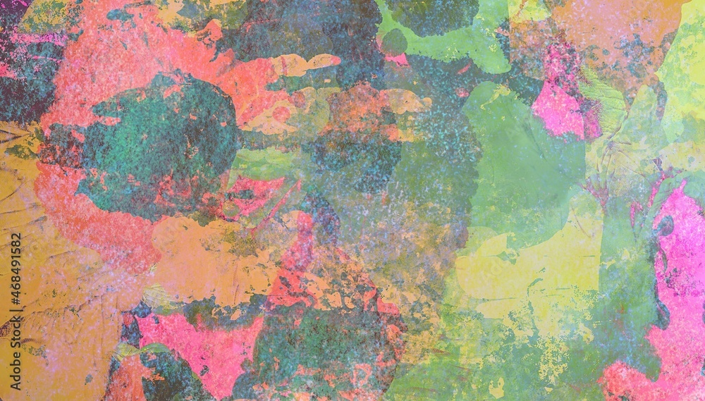 abstract watercolor aged texture multicolored light pink, green and yellow background 