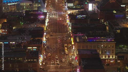 Downtown Nashville Sunset Drone Footage photo