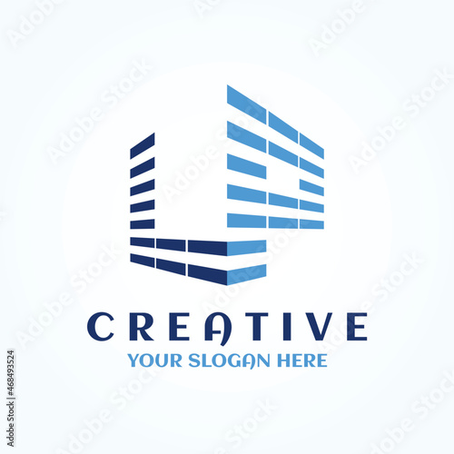 creative LP business building house property logo template
