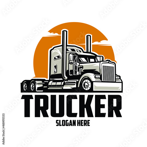 Trucker semi truck 18 wheeler illustration vector. Perfect illustration vector for trucking and freight related business