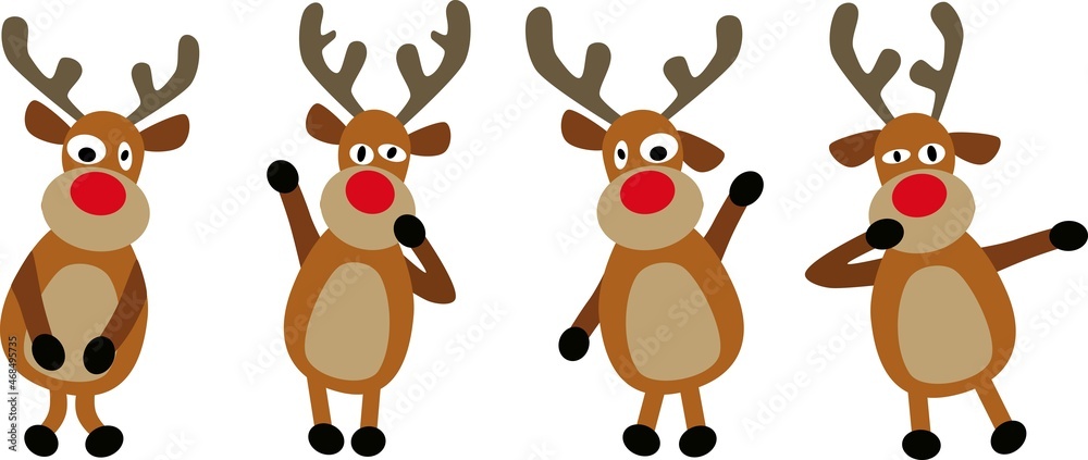 crazy row of reindeers dancing and waving