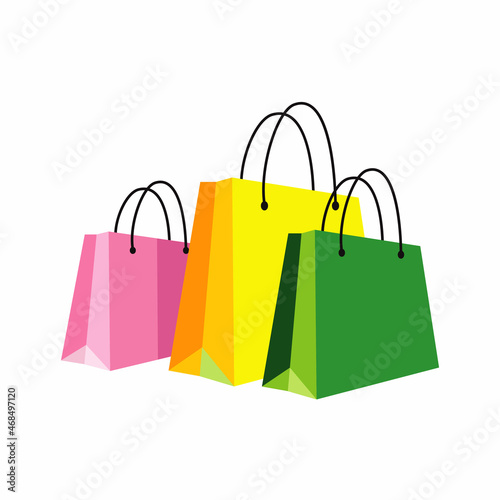 set of shopping bags isolated icon 