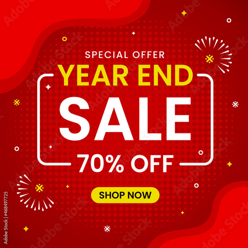 End year promo sale poster design template for social media post