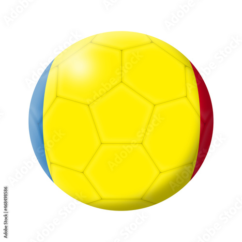 Romania soccer ball football 3d illustration on white with clipping path