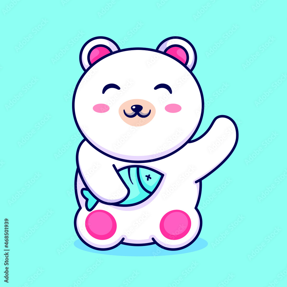 Naklejka premium Little polar bear logo icon design template
