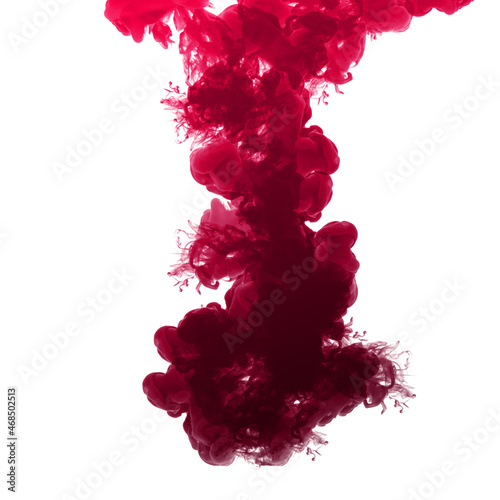 Vibrant Red Ink Cloud on White Background
