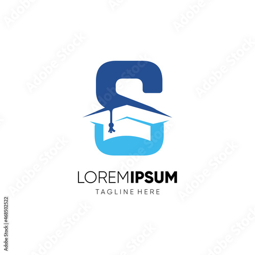 Letter S Graduation Hat Education Logo Design Vector Icon Graphic Emblem Illustration Background Template photo