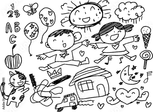 子供が描いた落書きセット お絵かき