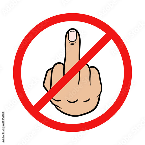 No Middle Finger Sign on White Background