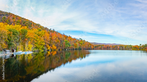 fall color reflections in lake