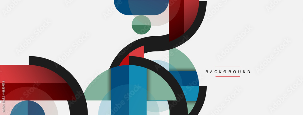 Geometric shapes composition abstract background. Circles lines and rectangles. Vector illustration for wallpaper banner background or landing page Geometric shapes composition abstract background. Circles lines and rectangles. Vector illustration for wallpaper banner background or landing page