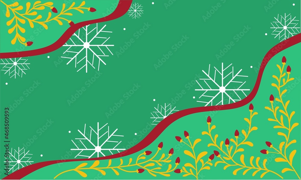 Obraz premium Marry Christmas green background, Wallpaper, poster and invitation.