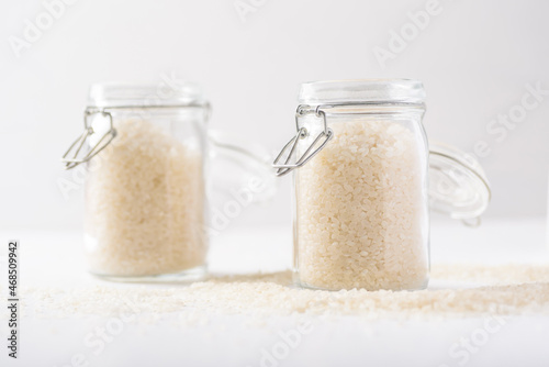 Japanese rice grains, a local food culture in Asia, are used as a staple in healthy food.