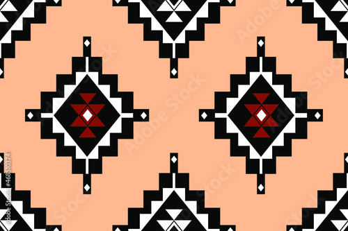 Geometric ethnic oriental seamless pattern traditional Design for background,carpet,wallpaper.clothing,wrapping,Batik fabric,Vector illustration.embroidery style - Sadu, sadou, sadow or sado