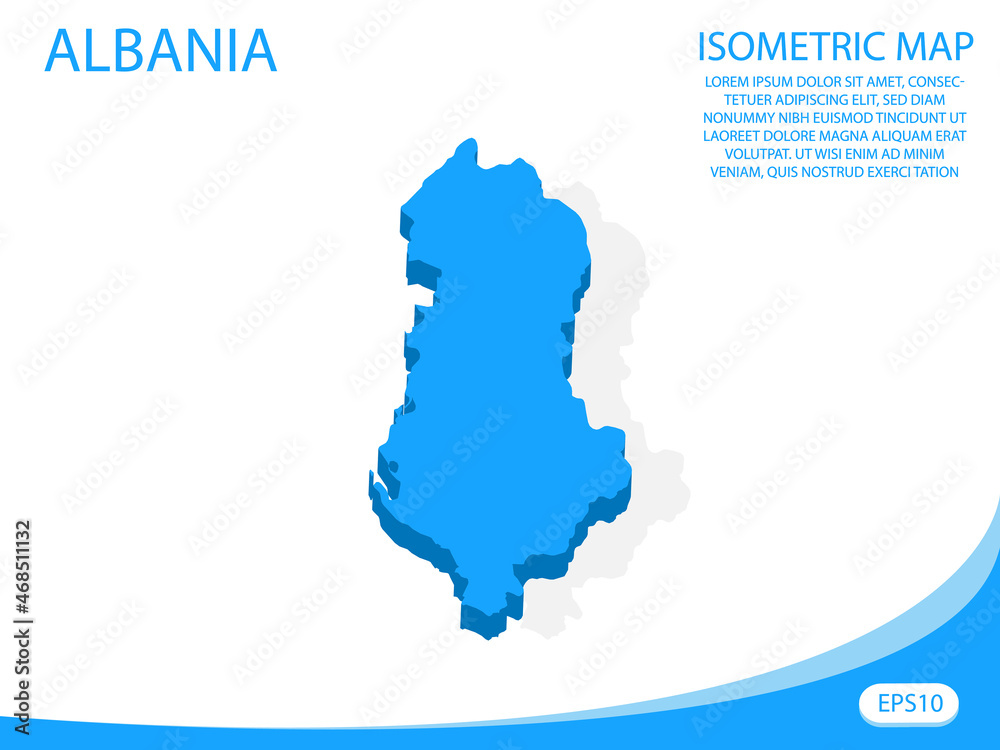 Modern vector isometric of Albania blue map. elements white background for concept map easy to edit and customize. eps 10