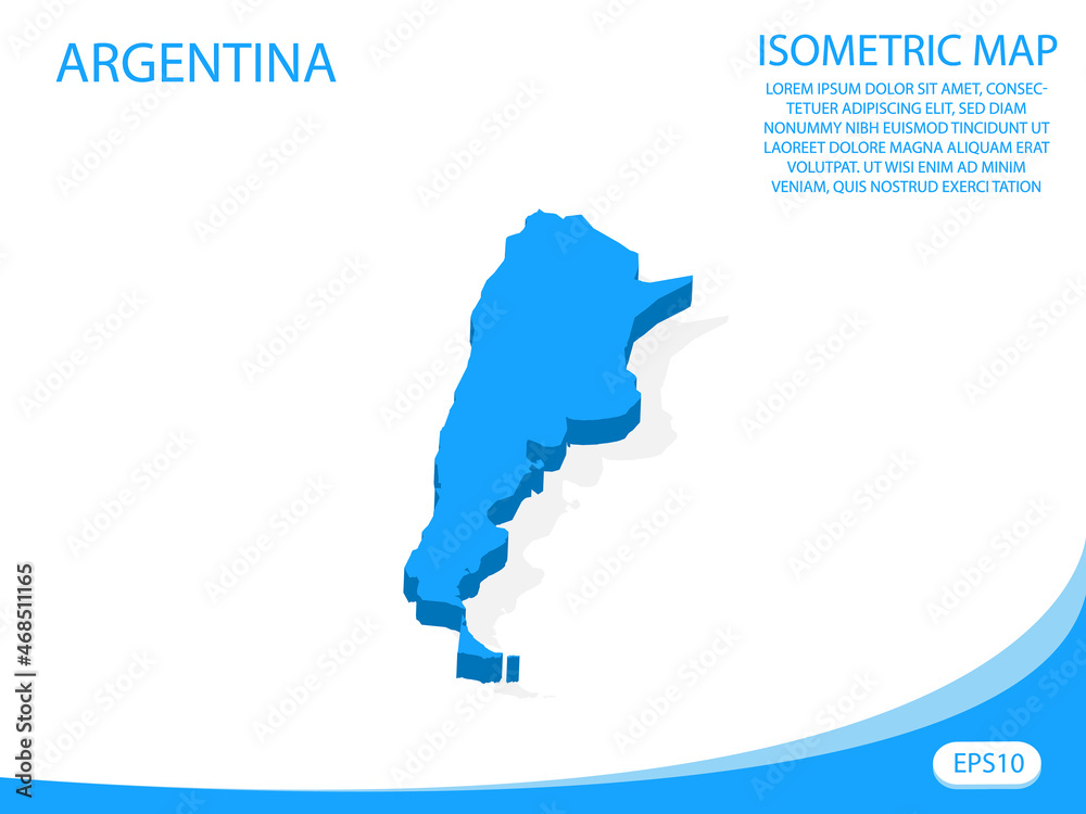 Obraz premium Modern vector isometric of Argentina blue map. elements white background for concept map easy to edit and customize. eps 10