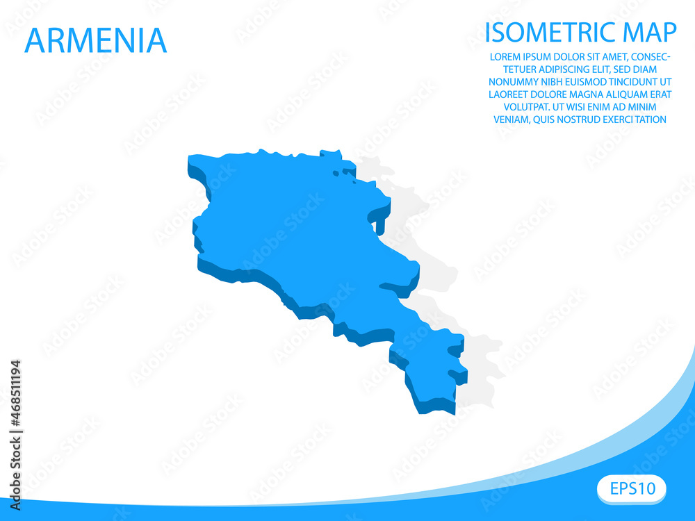 Modern vector isometric of Armenia blue map. elements white background for concept map easy to edit and customize. eps 10