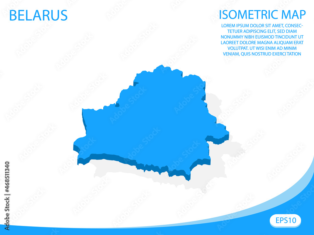 Modern vector isometric of Belarus blue map. elements white background for concept map easy to edit and customize. eps 10