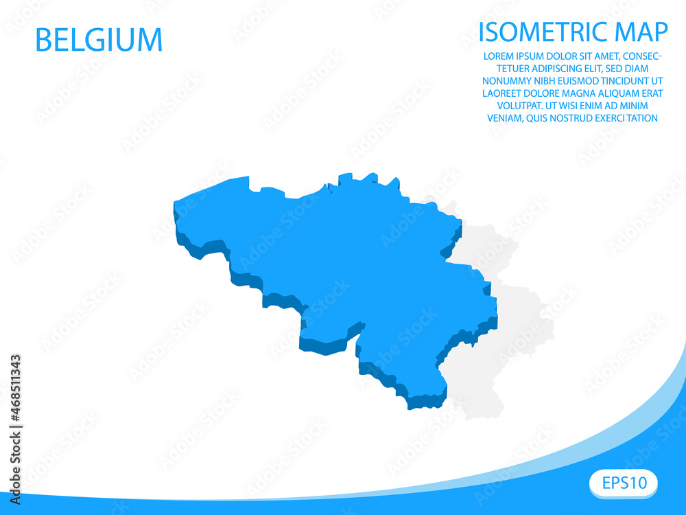 Modern vector isometric of Belgium blue map. elements white background for concept map easy to edit and customize. eps 10