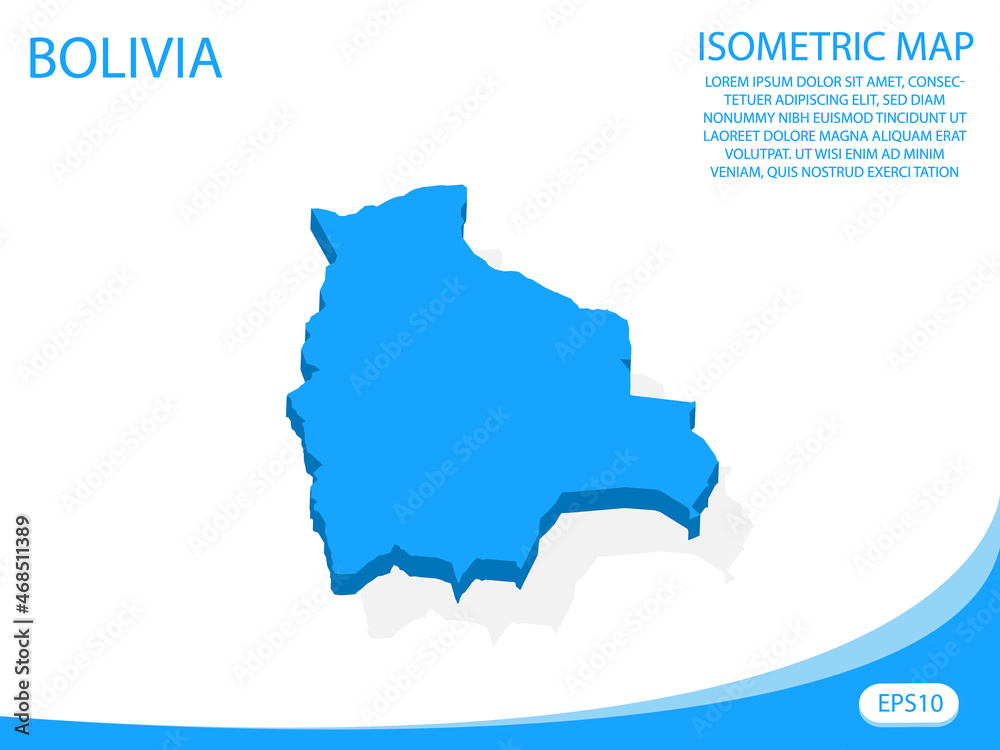Modern vector isometric of Bolivia blue map. elements white background for concept map easy to edit and customize. eps 10
