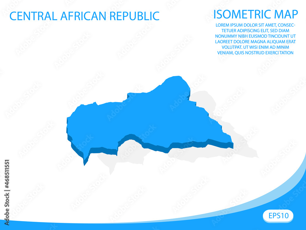 Modern vector isometric of Central African Republic blue map. elements white background for concept map easy to edit and customize. eps 10