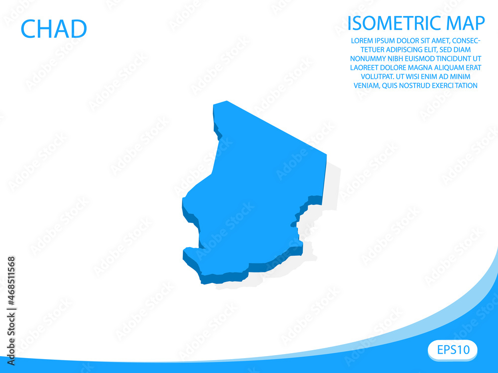 Modern vector isometric of Chad blue map. elements white background for concept map easy to edit and customize. eps 10