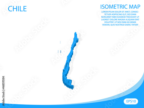 Modern vector isometric of Chile blue map. elements white background for concept map easy to edit and customize. eps 10