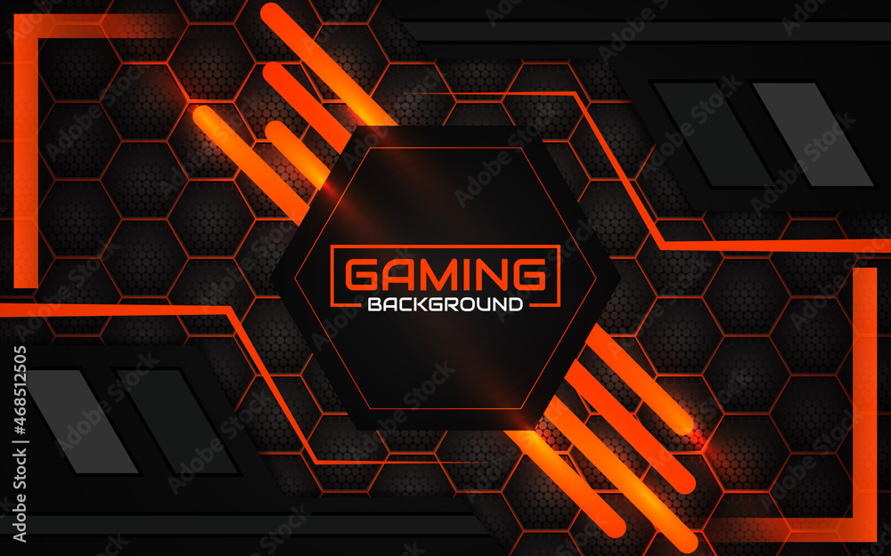 Abstract light futuristic orange and black gaming background with ...