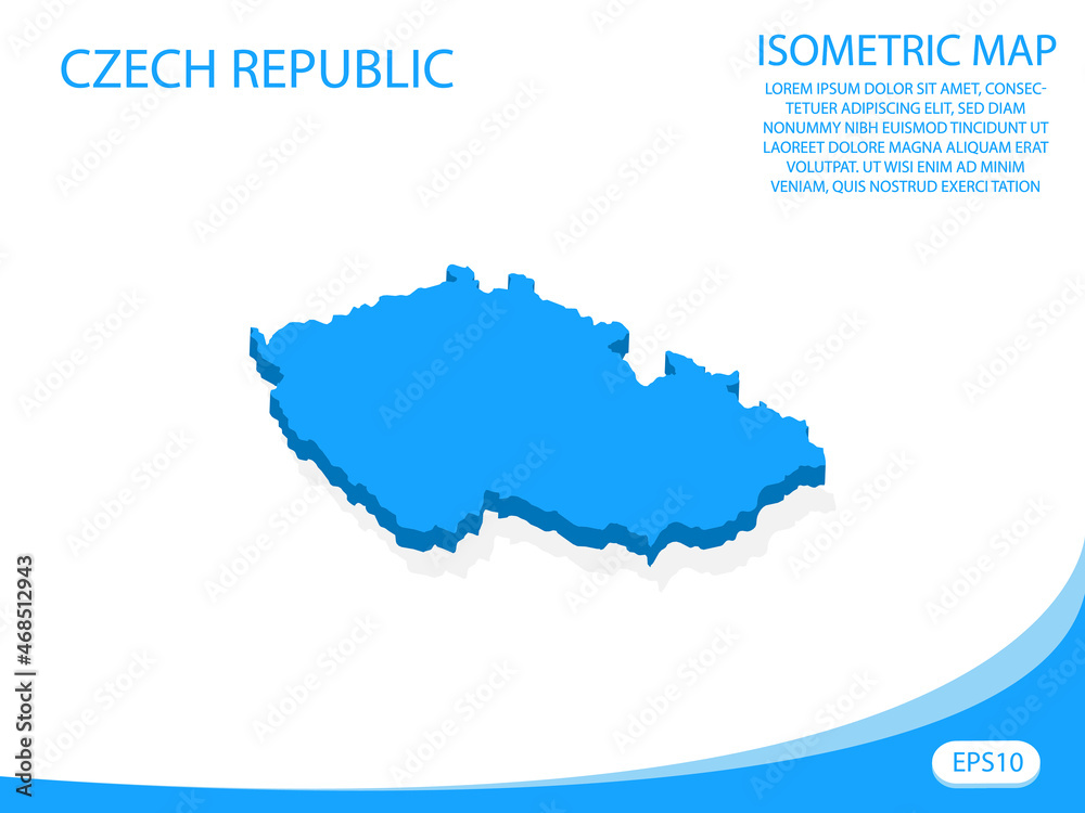 Modern vector isometric of Czech Republic blue map. elements white background for concept map easy to edit and customize. eps 10