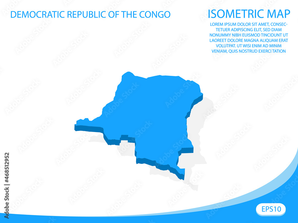 Modern vector isometric of Democratic Republic of the Congo blue map. elements white background for concept map easy to edit and customize. eps 10
