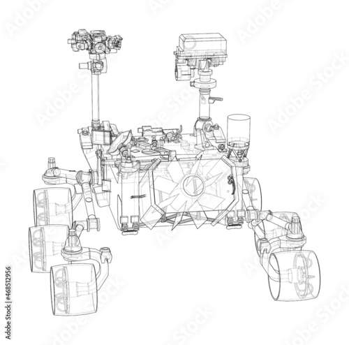 Mars Rover. Vector rendering of 3d