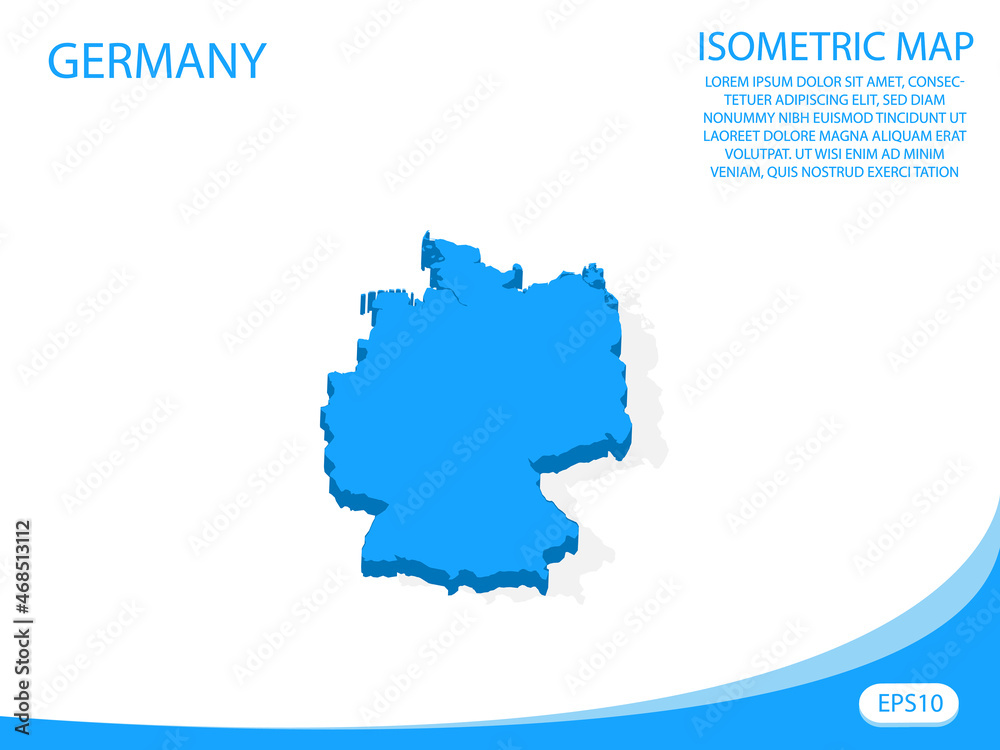 Modern vector isometric of Germany blue map. elements white background for concept map easy to edit and customize. eps 10