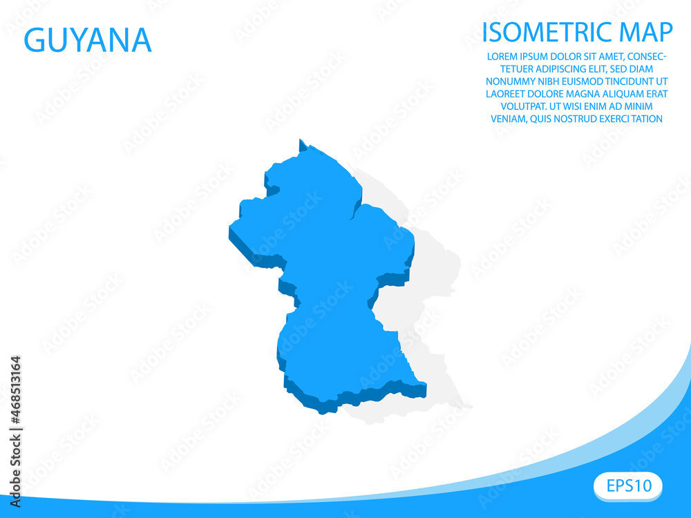 Modern vector isometric of Guyana blue map. elements white background for concept map easy to edit and customize. eps 10