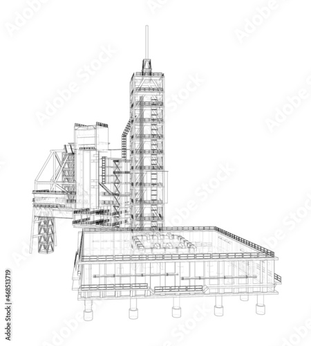Launch pad whithout Space Rocket. Vector