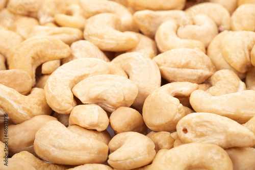 Cashew nuts on white background.