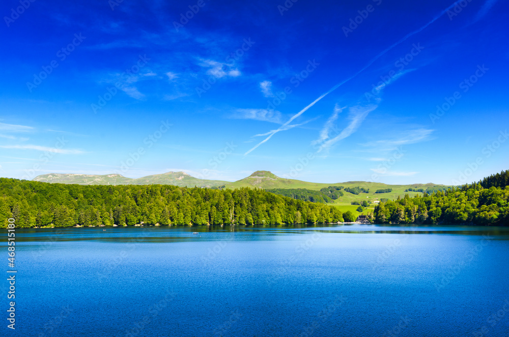Landscape of Lake Pavin in Auvergne
