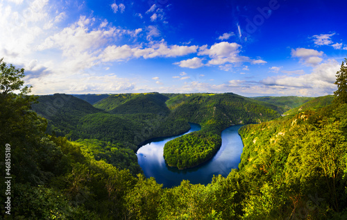 Panoramic view of the meander of Queuille in Auvergne land photo