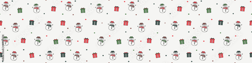 Christmas wallpaper with snowmen. Xmas seamless pattern. Vector
