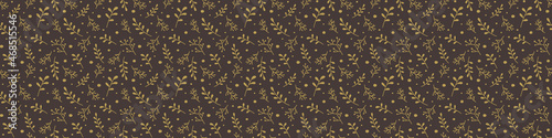 Christmas wallpaper with festive branches.. Xmas seamless pattern. Panoramic header. Vector