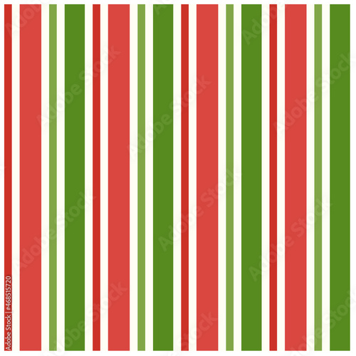 Christmas striped pattern.Green red and white background.Seamless wallpaper.Texture.Candy cane.Wrapping paper or fabric.Christmas and New Year's Day.Vector illustration.Vertical line.