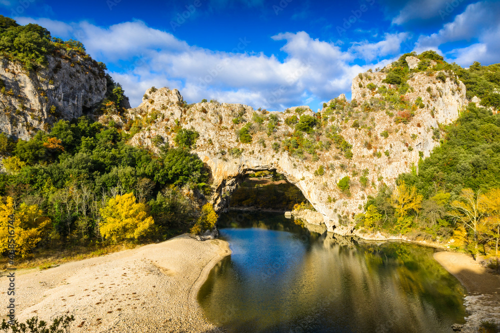 Natural arch over the river at Pont d'Arc in Ardeche Natural arch over the river at Pont d'Arc in Ardeche