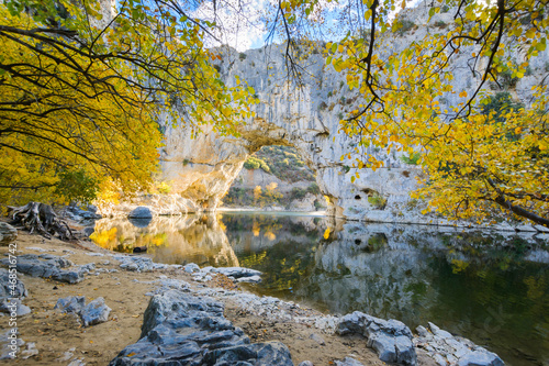 Natural arch over the river at Pont d'Arc in Ardeche photo