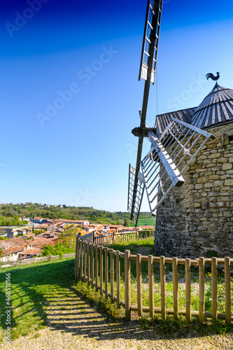 La Sallette windmill and Lautrec village photo