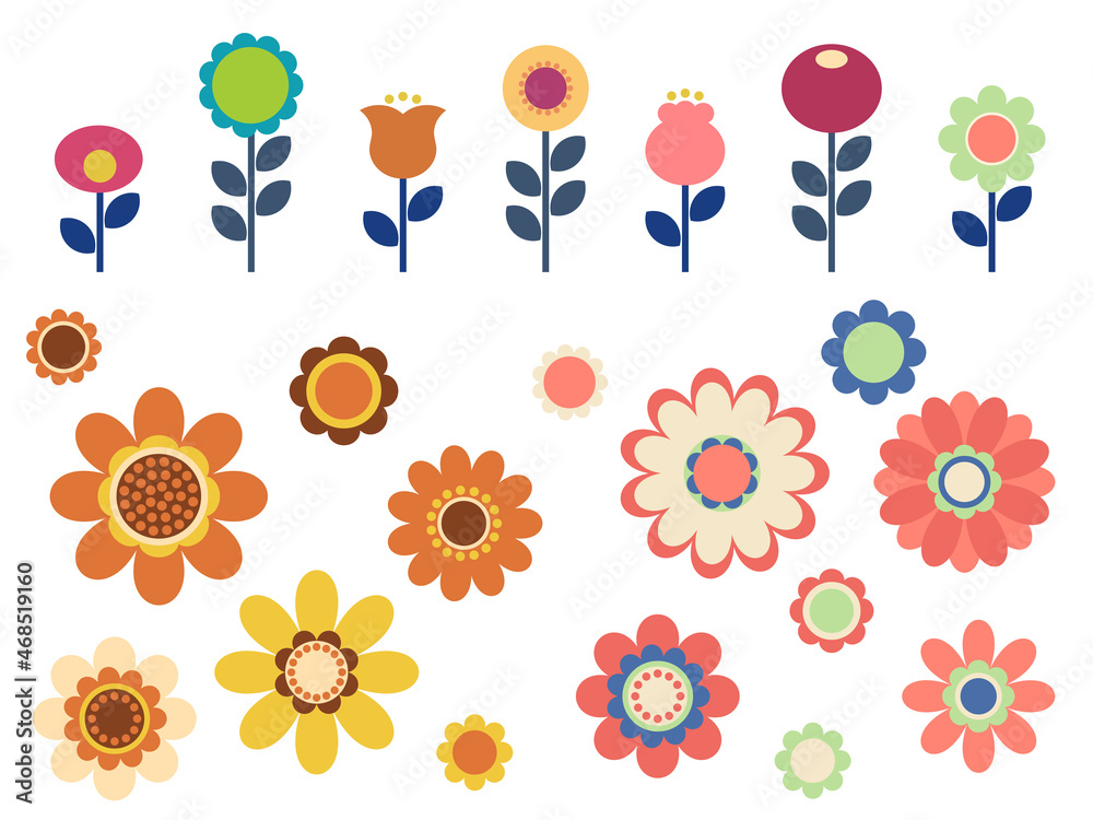 昭和レトロな花アイコン Stock Vector Adobe Stock