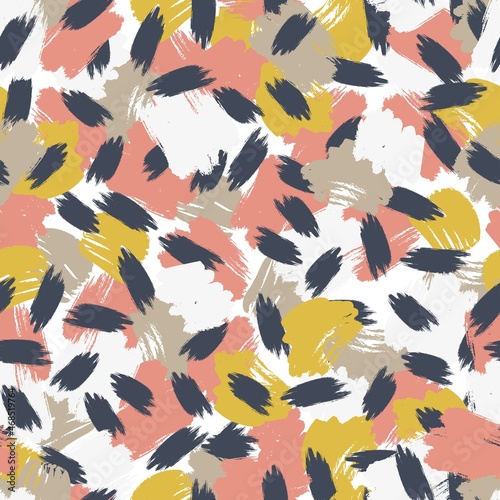 Abstract contemporary seamless pattern. Closeup view of colorful abstract painting. Modern trendy vector illustration.