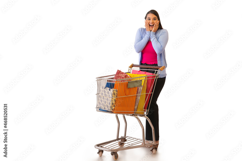 Indian girl showing her excitement in front of camera after shopping Indian girl showing her excitement in front of camera after shopping