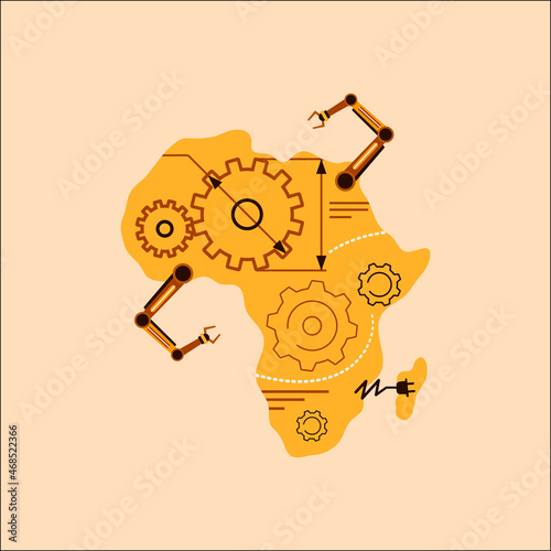 Africa Industrialization Day. Flat design with technology and industrial concept. Vector Logo and icons can be used for national day or any other events.