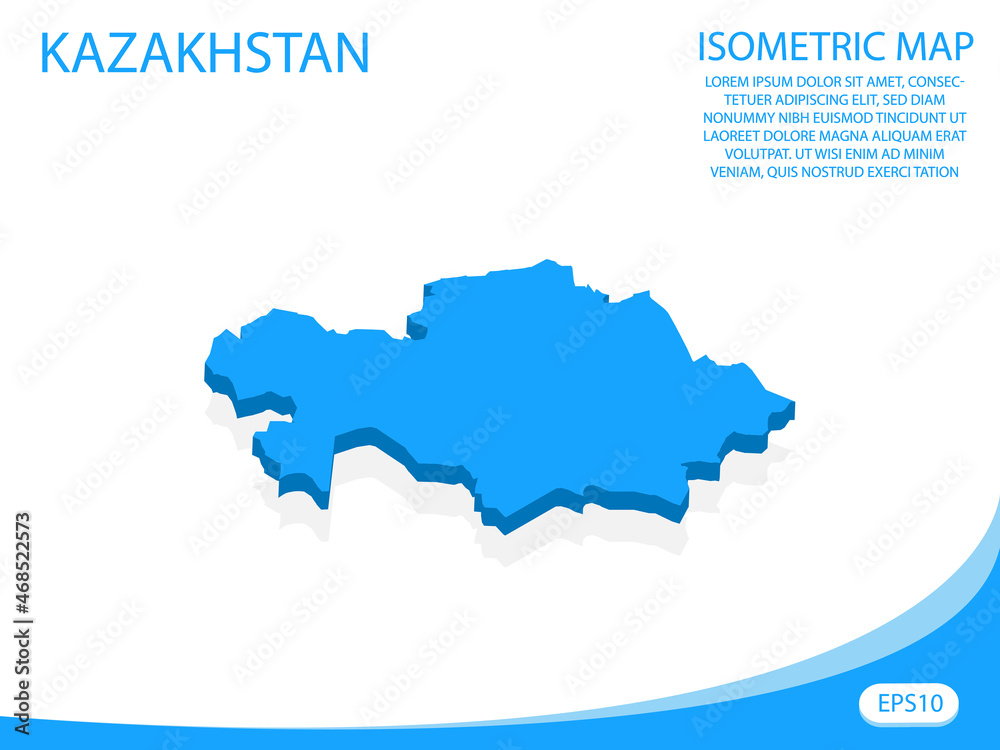 Modern vector isometric of Kazakhstan blue map. elements white background for concept map easy to edit and customize. eps 10
